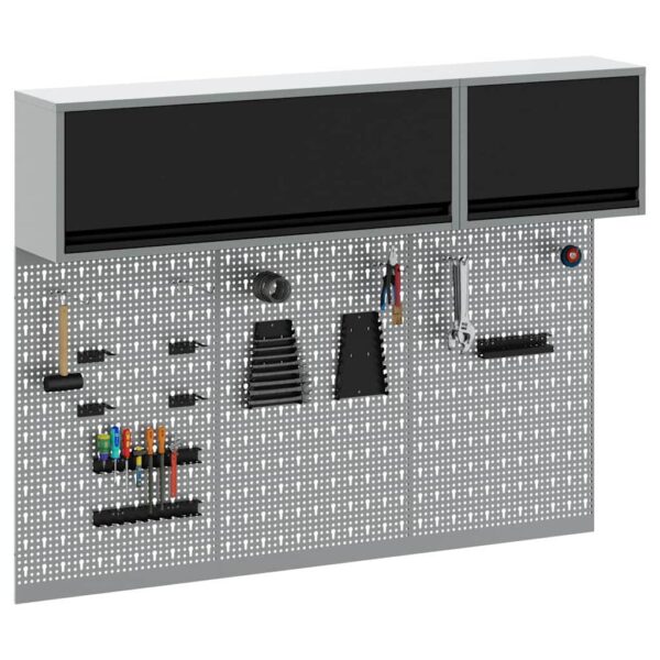 Tool Cabinet and Pegboard Set 5 pcs Black 150 x 25 x 115 cm