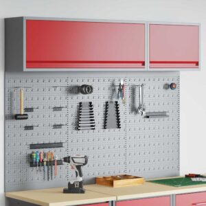 Tool Cabinet and Pegboard Set 5 pcs Red 150 x 25 x 115 cm Steel