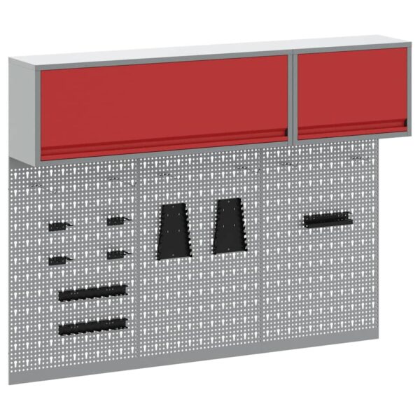 Tool Cabinet and Pegboard Set 5 pcs Red 150 x 25 x 115 cm Steel