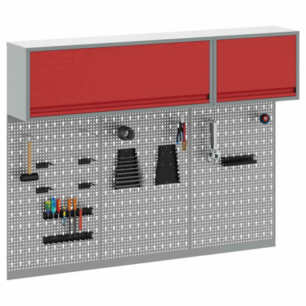 Tool Cabinet and Pegboard Set 5 pcs Red 150 x 25 x 115 cm Steel