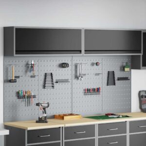 Tool Cabinet and Pegboard Set 6 pcs Black 200 x 25 x 115 cm