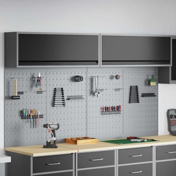 Tool Cabinet and Pegboard Set 6 pcs Black 200 x 25 x 115 cm