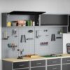 Tool Cabinet and Pegboard Set 6 pcs Black 200 x 25 x 115 cm