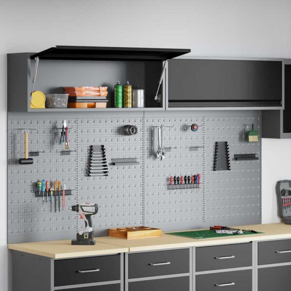 Tool Cabinet and Pegboard Set 6 pcs Black 200 x 25 x 115 cm