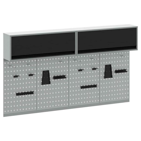 Tool Cabinet and Pegboard Set 6 pcs Black 200 x 25 x 115 cm