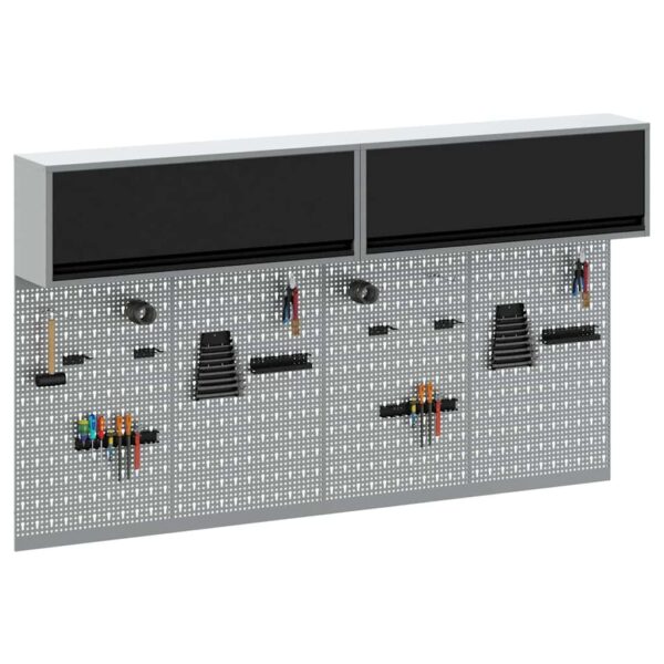Tool Cabinet and Pegboard Set 6 pcs Black 200 x 25 x 115 cm