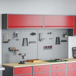 Tool Cabinet and Pegboard Set 6 pcs Red 200 x 25 x 115 cm Steel