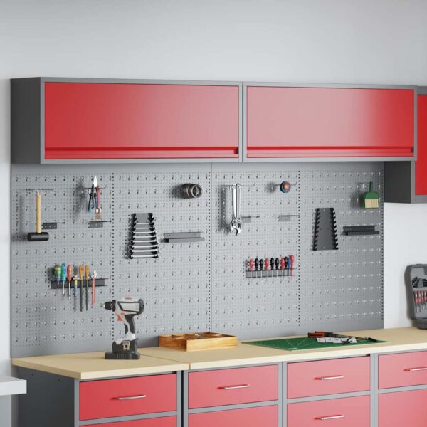 Tool Cabinet and Pegboard Set 6 pcs Red 200 x 25 x 115 cm Steel
