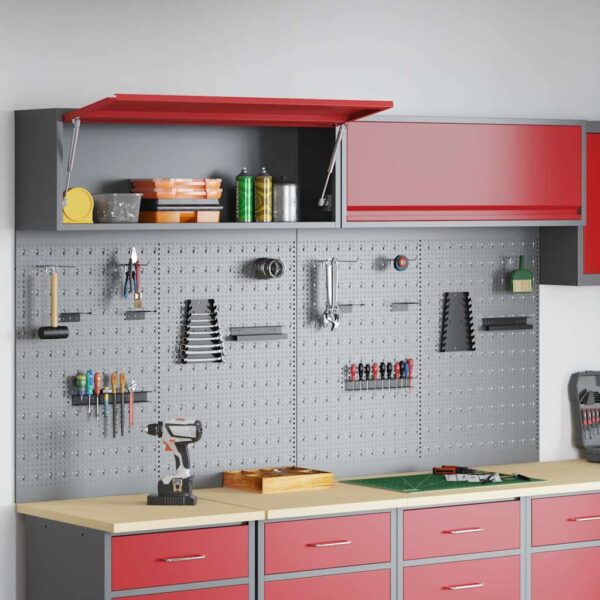 Tool Cabinet and Pegboard Set 6 pcs Red 200 x 25 x 115 cm Steel