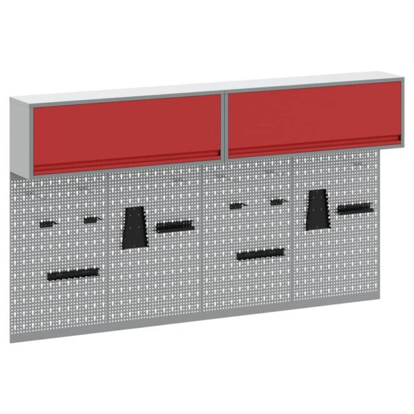 Tool Cabinet and Pegboard Set 6 pcs Red 200 x 25 x 115 cm Steel