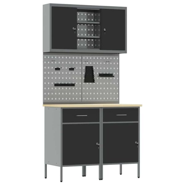 Work Bench with Drawer 8 pcs Grey 100 x 55 x 200 cm Steel