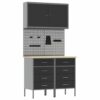 Work Bench with Drawer 5 pcs Black 100 x 55 x 200 cm Steel