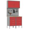 Work Bench with Drawer 5 pcs Red 100 x 55 x 200 cm Steel