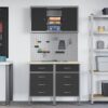 Work Bench with Drawer 5 pcs Black 100 x 55 x 200 cm Steel