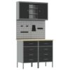 Work Bench with Drawer 5 pcs Black 100 x 55 x 200 cm Steel