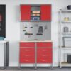 Work Bench with Drawer 5 pcs Red 100 x 55 x 200 cm Steel