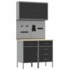Work Bench with Drawer 5 pcs Black 100 x 55 x 200 cm Steel
