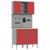 Work Bench with Drawer 5 pcs Red 100 x 55 x 200 cm Steel