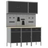 Work Bench with Drawer 8 pcs Black 150 x 55 x 200 cm Steel