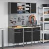 Work Bench with Drawer 7 pcs Black 150 x 55 x 200 cm Steel