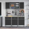 Work Bench with Drawer 7 pcs Black 150 x 55 x 200 cm Steel