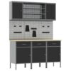 Work Bench with Drawer 7 pcs Black 150 x 55 x 200 cm Steel