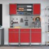 Work Bench with Drawer 7 pcs Red 150 x 55 x 200 cm Steel