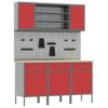 Work Bench with Drawer 7 pcs Red 150 x 55 x 200 cm Steel