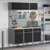Work Bench with Drawer 8 pcs Black 150 x 55 x 200 cm Steel