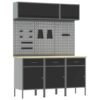 Work Bench with Drawer 8 pcs Black 150 x 55 x 200 cm Steel