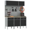 Work Bench with Drawer 8 pcs Black 150 x 55 x 200 cm Steel