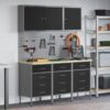 Work Bench with Drawer 8 pcs Black 150 x 55 x 200 cm Steel