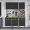 Work Bench with Drawer 8 pcs Black 150 x 55 x 200 cm Steel