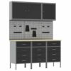 Work Bench with Drawer 8 pcs Black 150 x 55 x 200 cm Steel