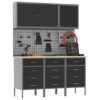 Work Bench with Drawer 8 pcs Black 150 x 55 x 200 cm Steel