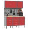 Work Cabinet with Drawer with Lock 8 pcs Red 150 x 55 x 200 cm
