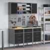 Work Bench with Drawer 7 pcs Black 150 x 55 x 200 cm Steel
