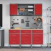 Work Bench with Drawer 7 pcs Red 150 x 55 x 200 cm Steel