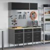 Workshop Set with Drawer 8 pcs Black 150 x 55 x 200 cm Steel
