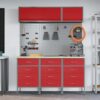 Work Bench with Drawer 8 pcs Red 150 x 55 x 200 cm Steel