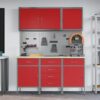 Work Bench with Drawer 8 pcs Red 150 x 55 x 200 cm Steel