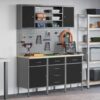 Work Bench with Drawer 7 pcs Black 150 x 55 x 200 cm Steel