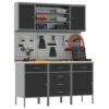 Work Bench with Drawer 7 pcs Black 150 x 55 x 200 cm Steel