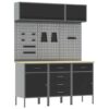 Work Bench with Drawer 8 pcs Black 150 x 55 x 200 cm Steel