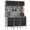 Work Bench with Drawer 8 pcs Black 150 x 55 x 200 cm Steel