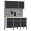 Work Bench with Drawer 8 pcs Black 150 x 55 x 200 cm Steel