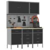 Work Bench with Drawer 8 pcs Black 150 x 55 x 200 cm Steel