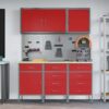 Work Bench with Drawer 8 pcs Red 150 x 55 x 200 cm Steel