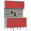 Work Bench with Drawer 8 pcs Red 150 x 55 x 200 cm Steel