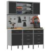 Work Bench with Drawer 7 pcs Black 150 x 55 x 200 cm Steel